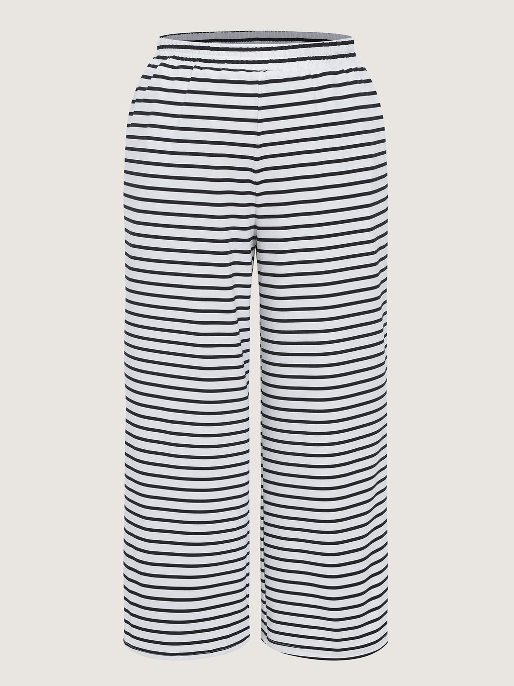 Striped Print Ribbed Pockets Lounge Bottoms