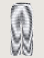 Striped Print Ribbed Pockets Lounge Bottoms