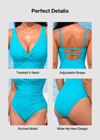 [Run One Size Smaller] Hourglass™ Twist Front Tummy Control One-Piece Swimsuit