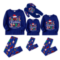 Cozy Blue Christmas Pajamas Set With "Family Christmas 2025 Making Memories Together" Text Print