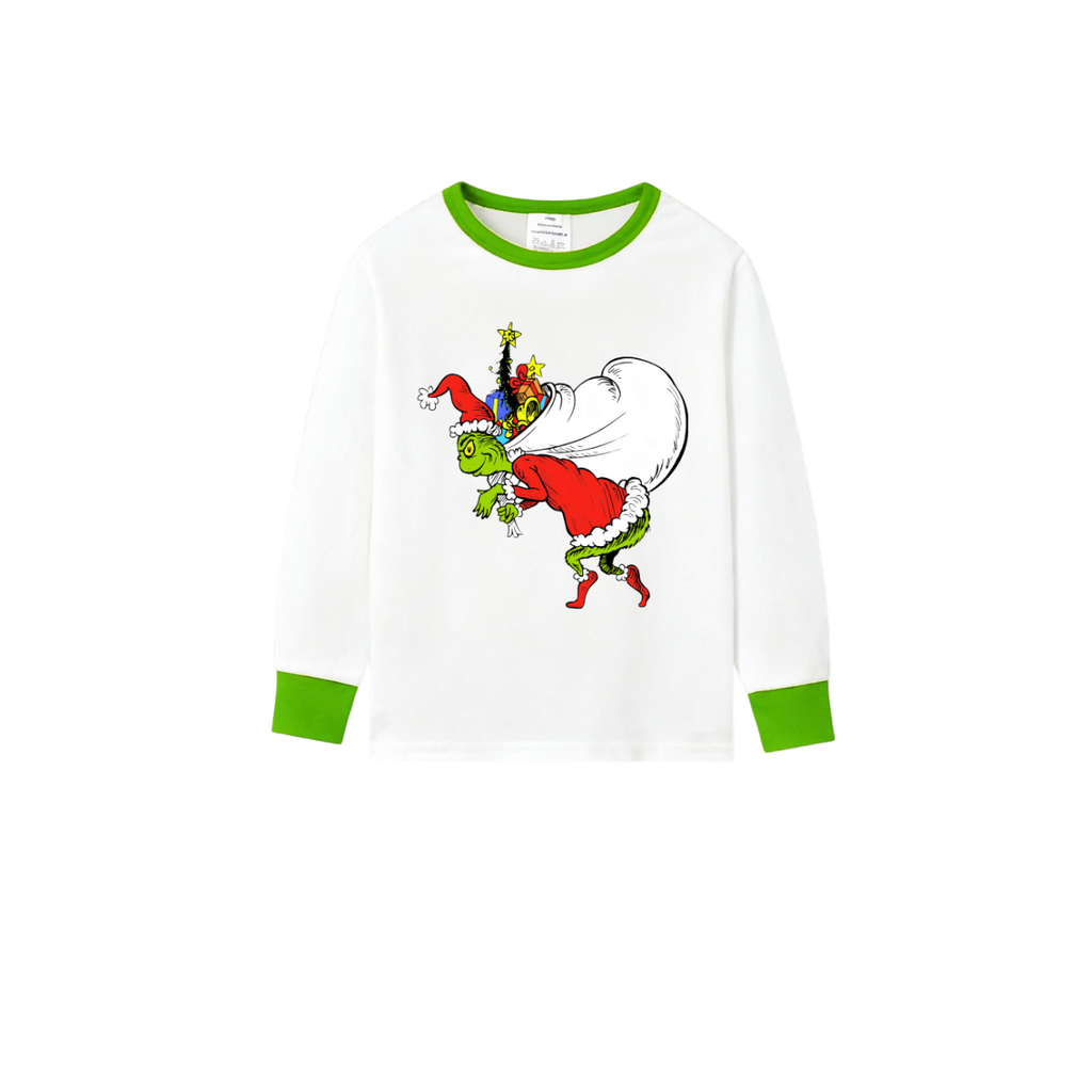 Holiday Family Christmas Pajamas Set With Cartoon Pattern Print