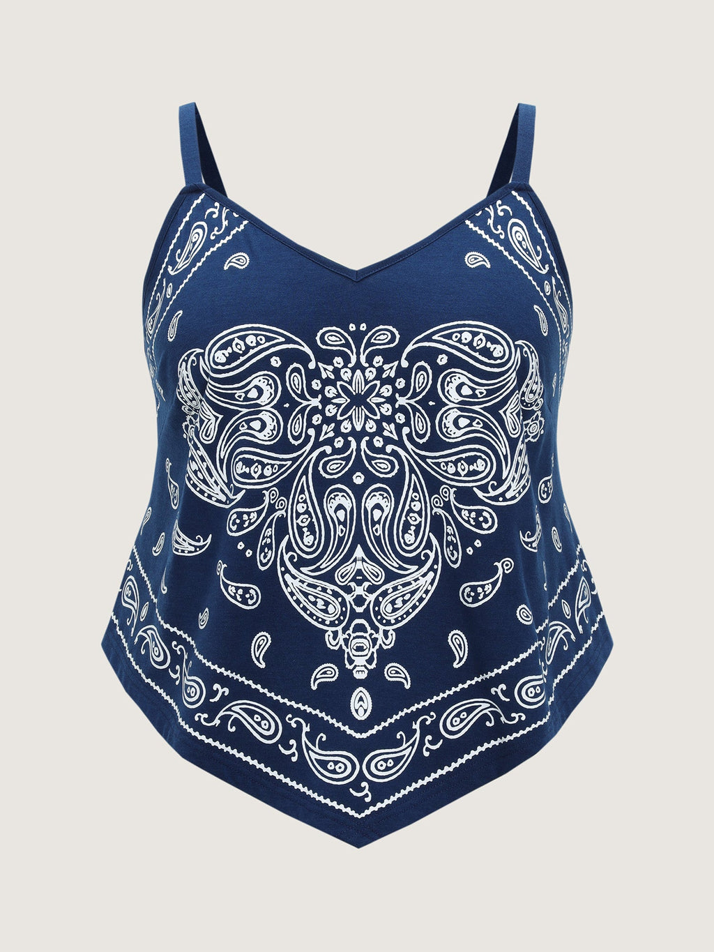 Stretchy Paisley Print Curvy Hem Tank Top