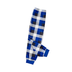 "2025 Christmas Crew" Text and Christmas Pattern Printed Blue and White Plaid Family Matching Pajamas