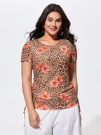 Wild-Side Leopard Print Stretchy Fitted T-Shirt