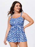 Tie-Dye Print Twist Front Swim Top