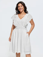 Supersoft Lace Eyelet Trim Breezy Mini Dress