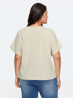 Cotton Colorful Floral Print Flared Sleeve T-Shirt