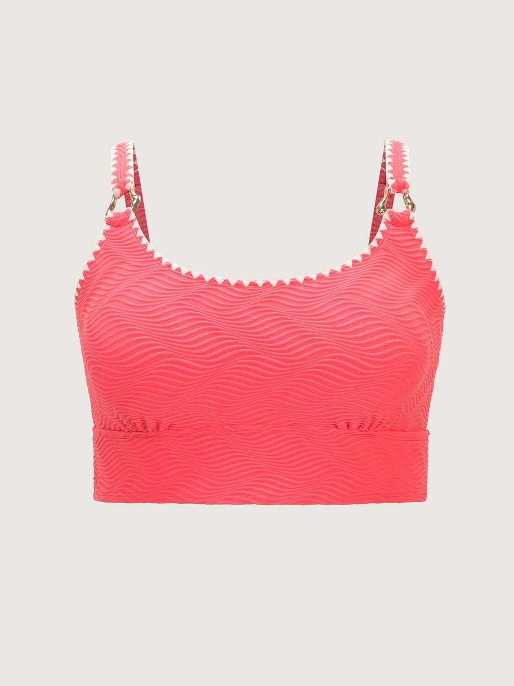 Textured Embroidered Edge Swim Top