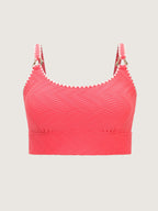 Textured Embroidered Edge Swim Top
