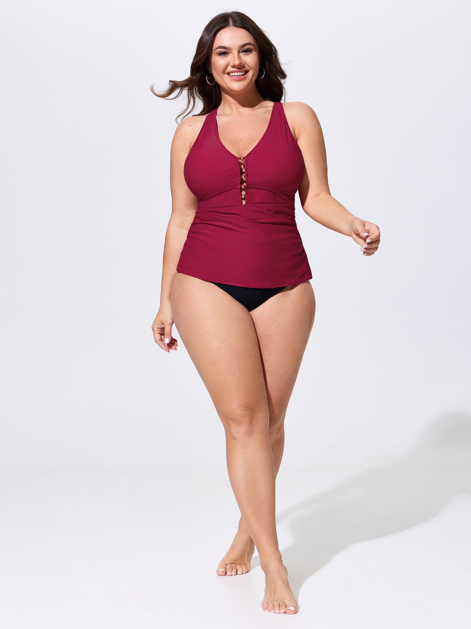 Cut-Out Back Bead Detail Swim Top