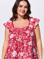 Floral Print Ruffled Sleeve Blouse