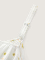 Supersoft Ruffled Neckline Floral Print Sleeveless Nightgown