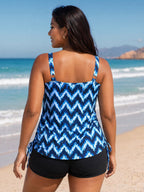 Tie-Dye Effect Scoop Neckline Swim Top