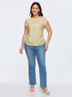 Micro Floral Print Adjustable Side Drawstring T-Shirt
