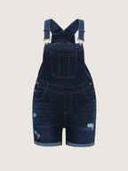 Stretchy Pockets Skinny-Fit Denim Overall Romper