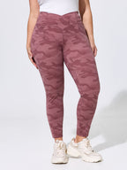 Stretchy Floral Print Overlap Waist Leggings