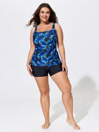 Tropical Print Double Strap Swim Top