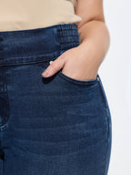 Stretchy Shirred Waist Cropped Jeans