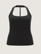 Cotton Supported Bra Stretchy Halter Neckline Tank Top