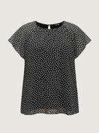 Sheer Sleeve Geometric Print Blouse