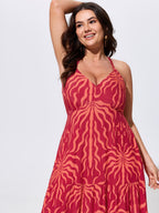 Tropical Breeze Print Stretchy Flowy Maxi Dress