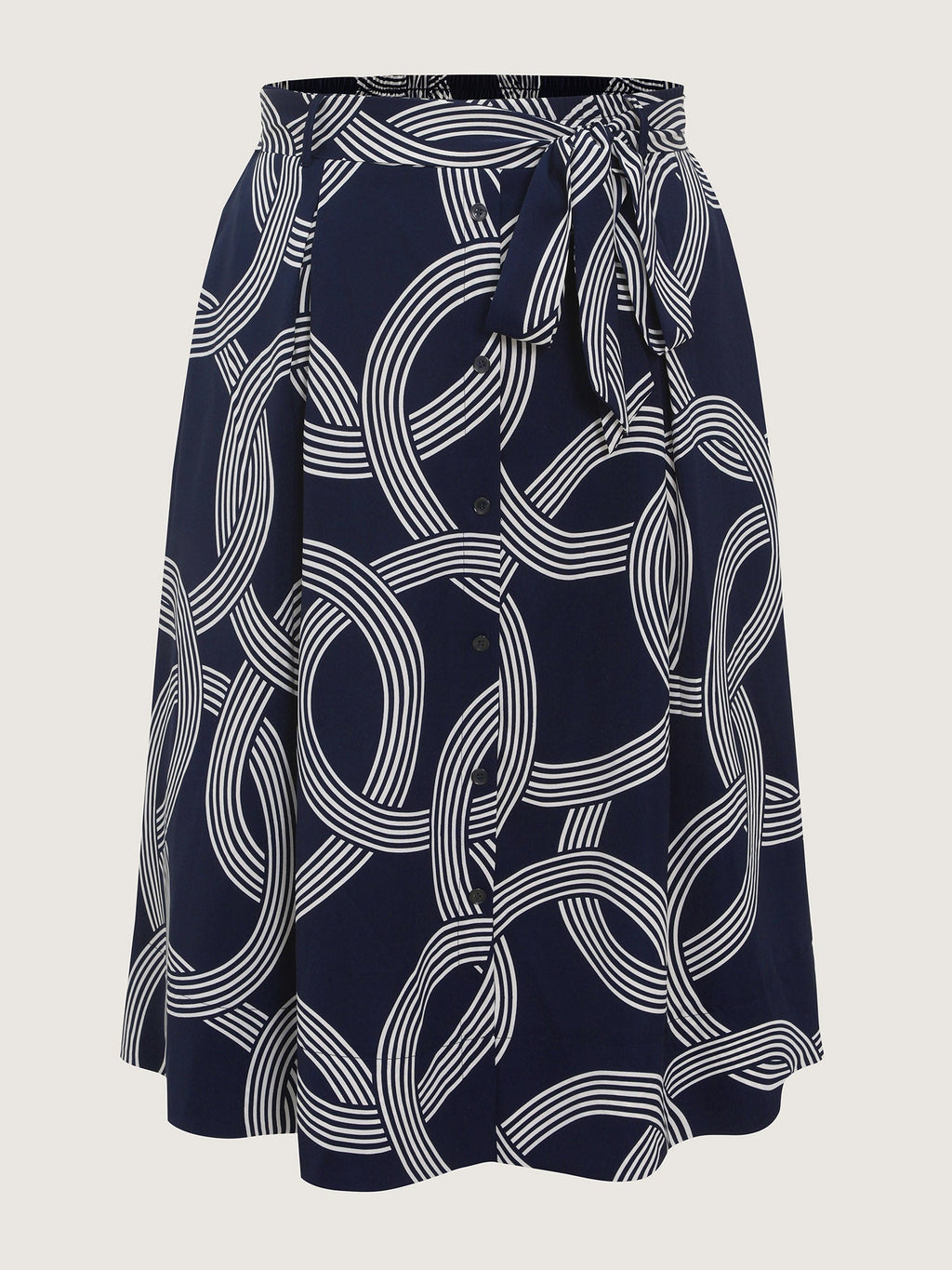 Abstract Print Waist-Tie Maxi Skirt