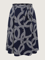 Abstract Print Waist-Tie Maxi Skirt