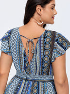 Boho Striped Print Back-Tie Romper