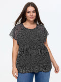 Sheer Sleeve Geometric Print Blouse