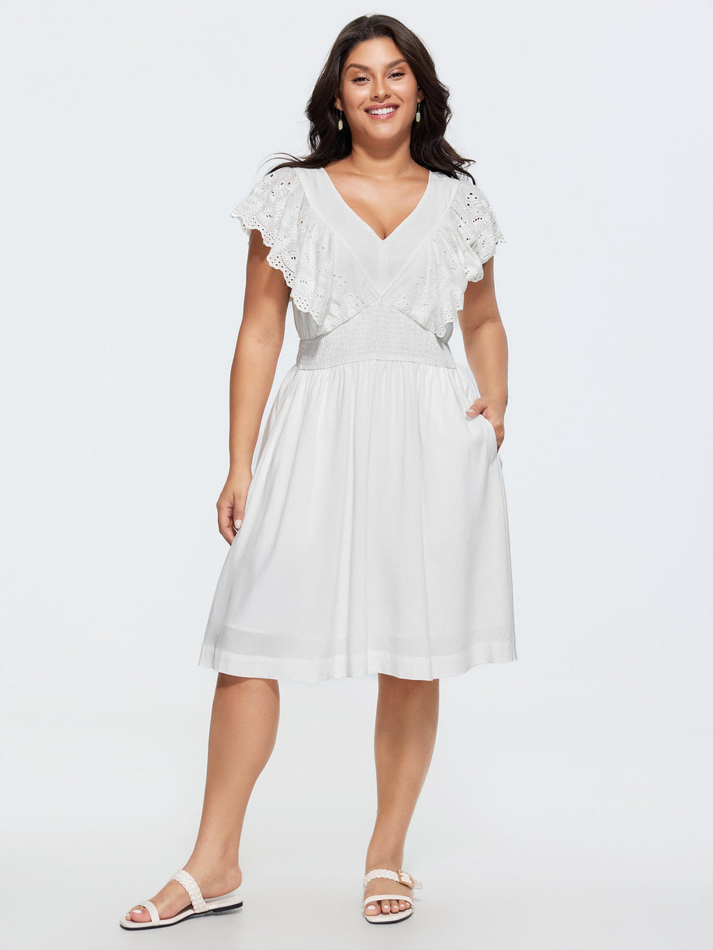 Supersoft Lace Eyelet Trim Breezy Mini Dress