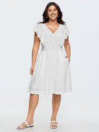 Supersoft Lace Eyelet Trim Breezy Mini Dress