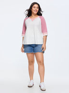 Cotton Stretchy Colorblock Raglan Sleeve T-Shirt