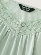 Cotton Lace Trim Flowy Plain Tank Top