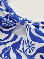 Geometric Print Cut-Out Bodice Swim Dress