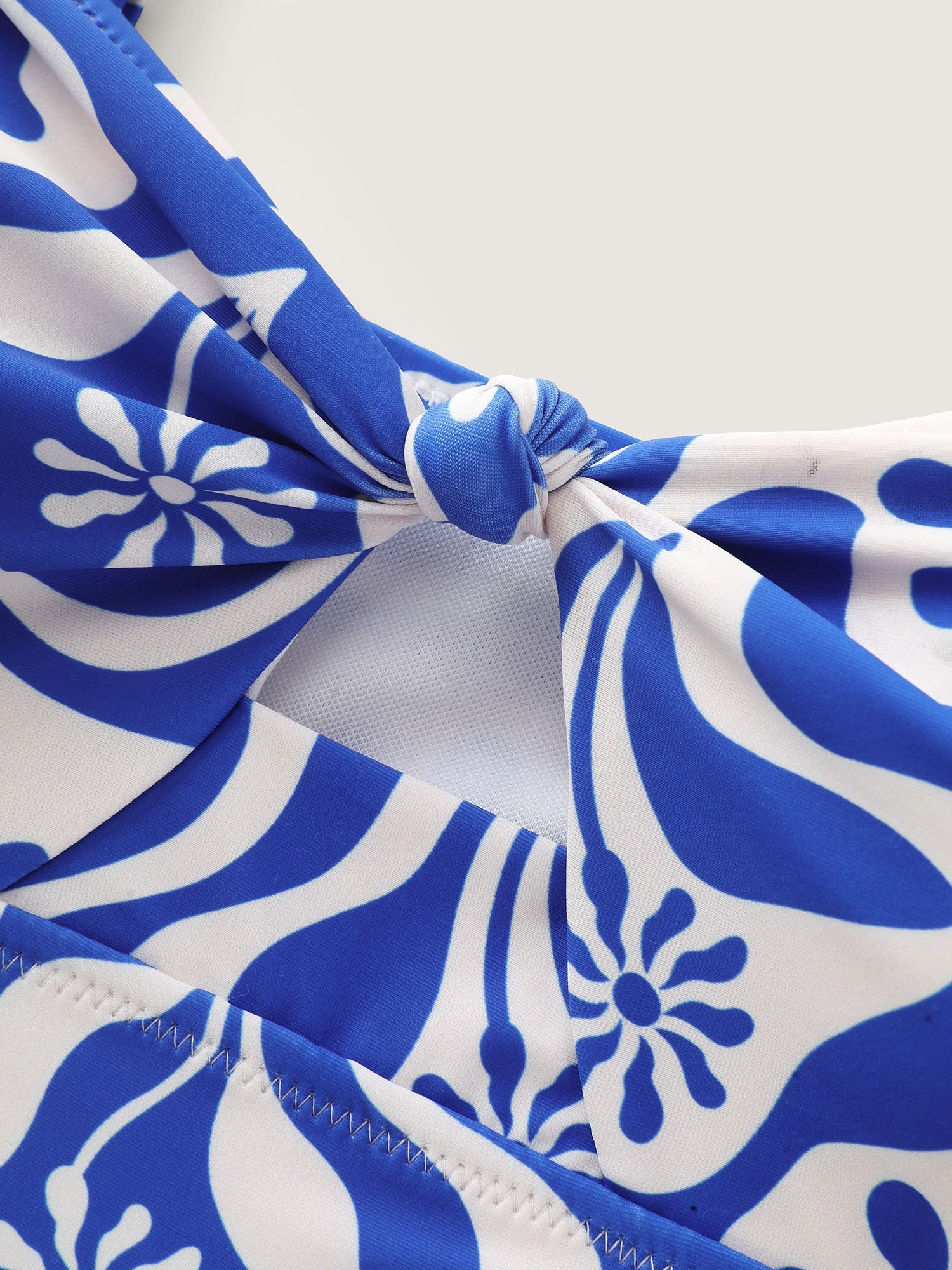 Geometric Print Cut-Out Bodice Swim Dress