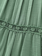 Everyday Pleated Lace Trim Blouse