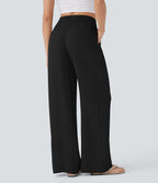 2026🔥 High Waisted Drawstring Pocket Wide Leg Casual Linen-Feel Pants