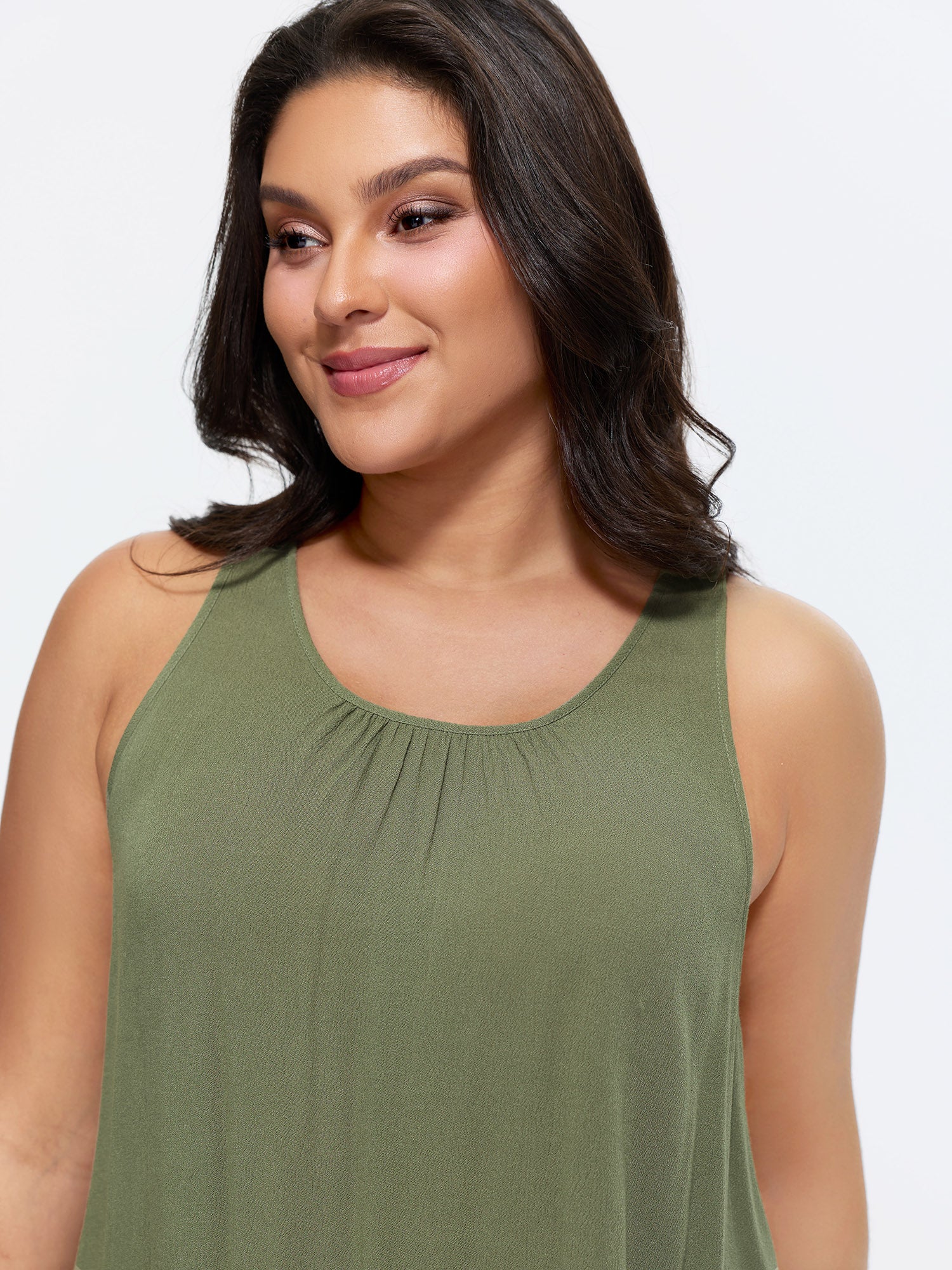 Back Cut-Out Flowy Plain Tank Top
