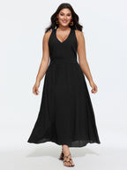 Shirred Pockets Flowy Fit Maxi Dress