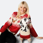 Dogs' Red Retro Reindeer Christmas Jumper