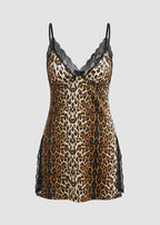 Sexy Milk Silk Lace Babydoll Nightdress with Side Slit
