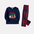 Christmas Family Matching Pajamas-Navy & Red Plaid Pjs Set with Grinch and "Merry Christmas" Print