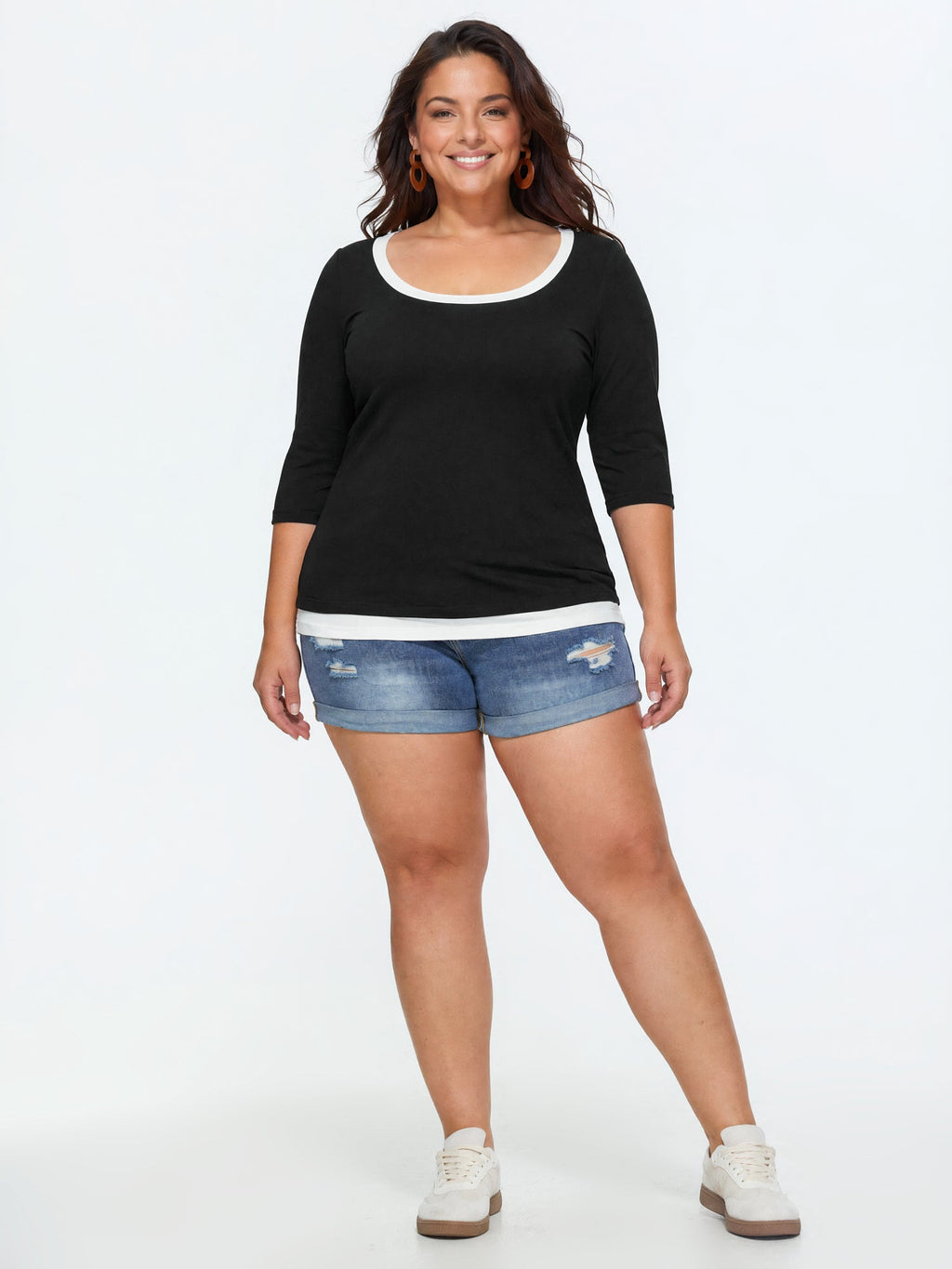 Supersoft Stretchy Color Contrast Knit Top