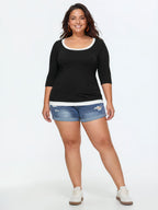 Supersoft Stretchy Color Contrast Knit Top