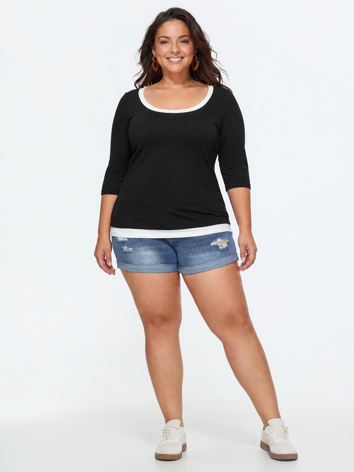 Supersoft Stretchy Color Contrast Knit Top