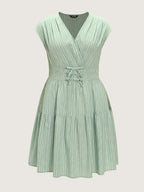 Striped Print Bow-Tie Waist Mini Dress