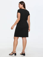 Stretchy Pleated Neckline Bodycon Mini Dress