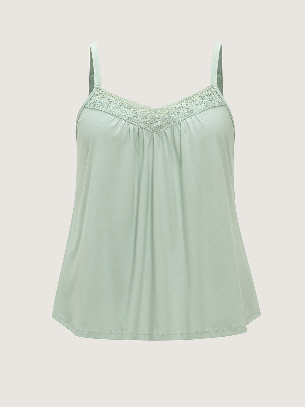 Cotton Lace Trim Flowy Plain Tank Top