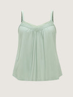 Cotton Lace Trim Flowy Plain Tank Top