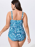 Floral Print V-Neck Ruched One-Piece Swim